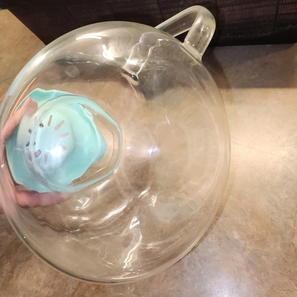 DASH Microwave Popcorn Popper Aqua Glass Silicone Lid 2.5 Qt EUC